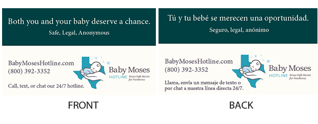 Business-style card, front in English